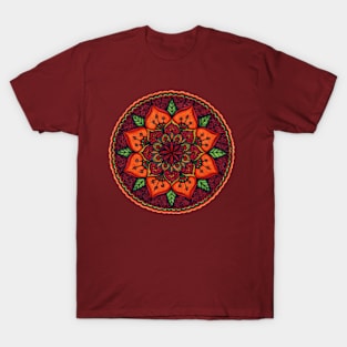 Orange Floral Mandala T-Shirt